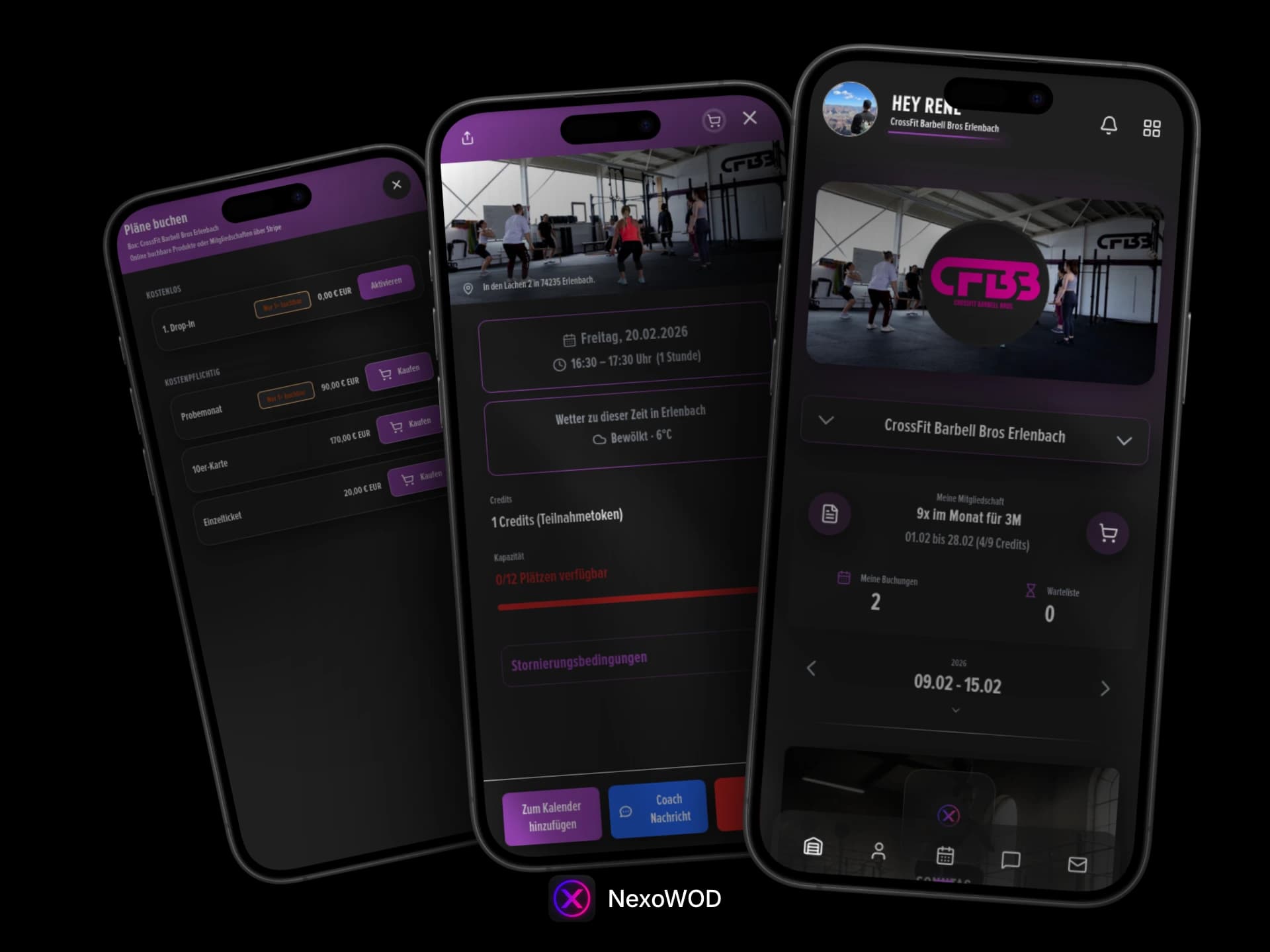 NexoWOD Gym App Dashboard-Vorschau