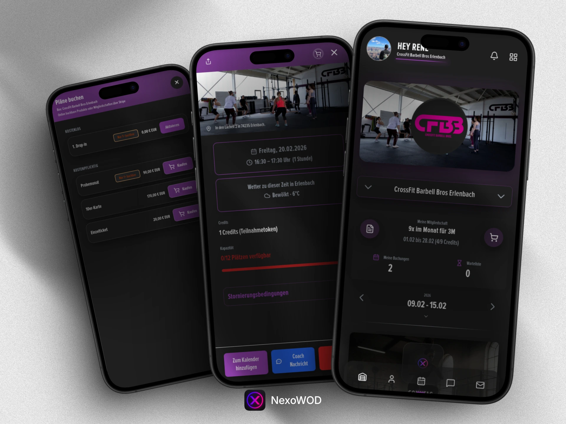 NexoWOD Gym App Dashboard-Vorschau